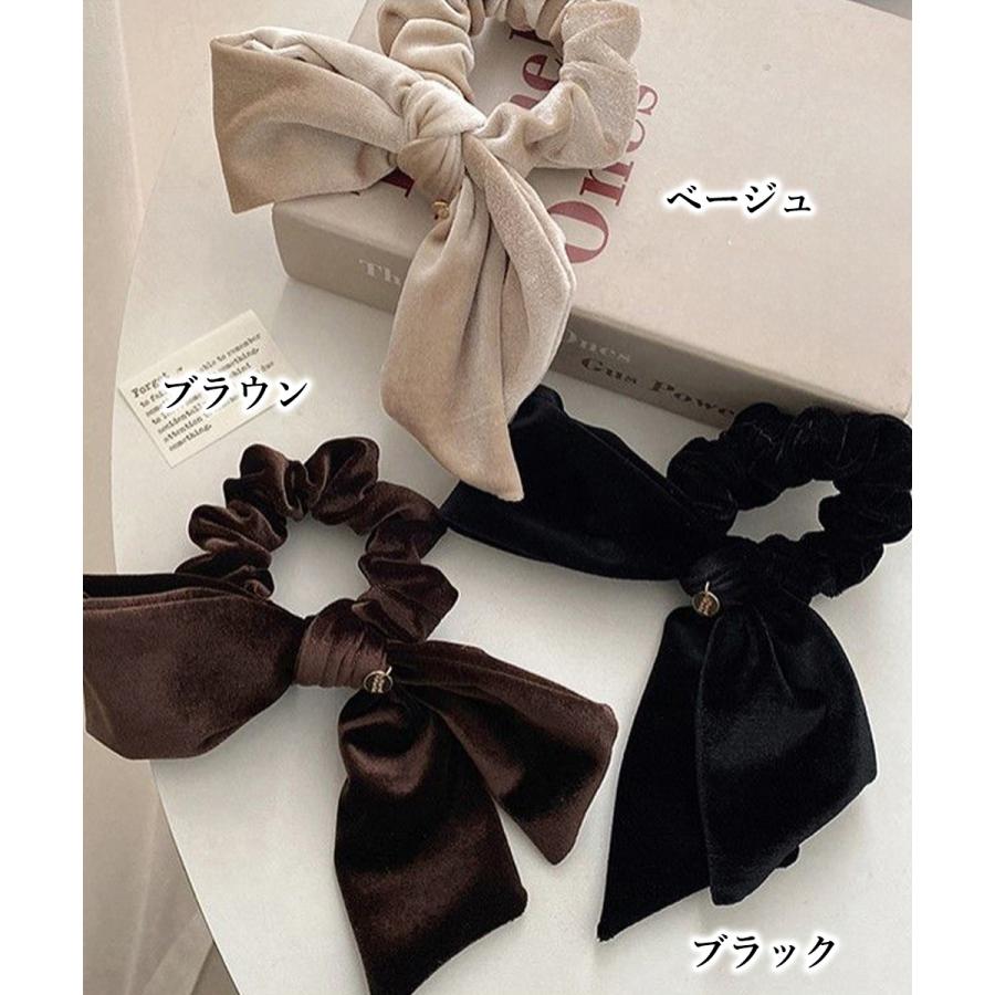リボン付きシュシュ ヘアゴム 韓国風