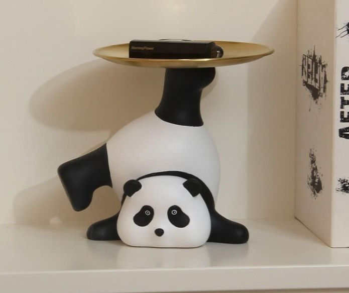 パンダ　トレイ　小物置き 置物 オブジェ 飾り ディスプレイ　お菓子入れ　玄関鍵置き　インテリア　新築お祝い