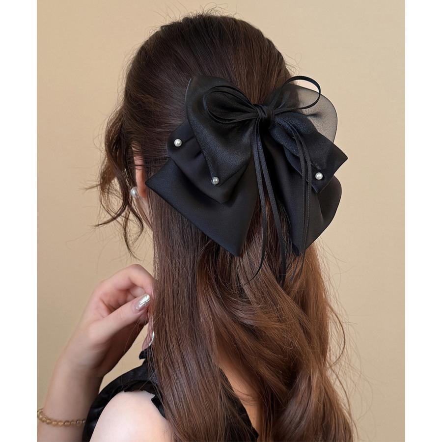 ヘアクリップ 大きめ レディース リボン